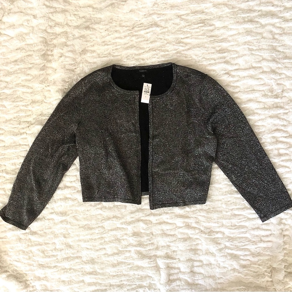 TALBOTS Sparkly Black Long Sleeve Sweater, Size L